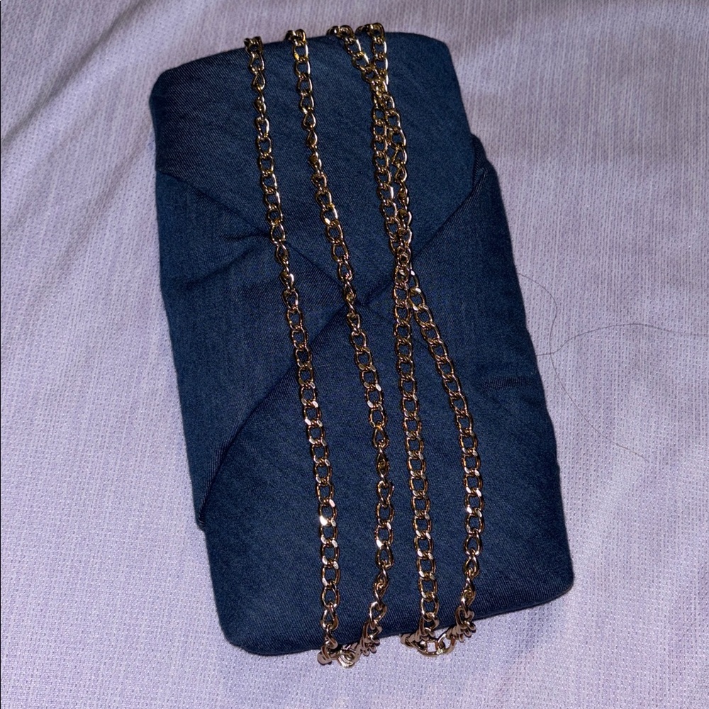 Denim Phone crossbody with Gold Chain NWOT